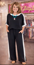 Load image into Gallery viewer, JODI BLK W/WHITE DETAIL PANT
