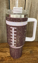 Load image into Gallery viewer, 40oz RHINESTONE INSULATED FOOTBALL TUMBLER
