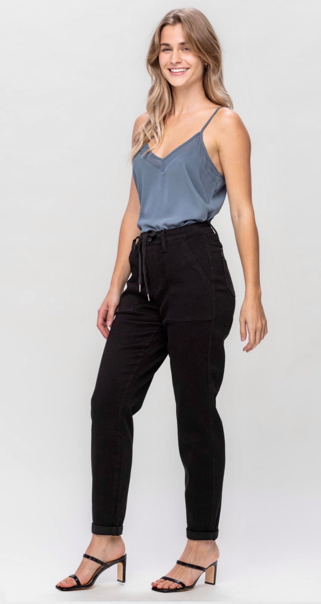 JUDY BLUE BLACK ROLL CUFF JOGGERS